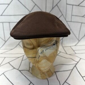 Scala Flat Cap S/M Brown Mesh Knit Ivy Driving Hat Grommet Vents